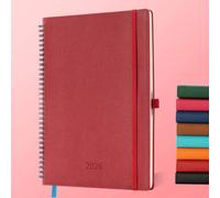 IN-LUXPRO Diary 2026 Planner: A4 Week to View (29x21.7 cm) 12 Months (Jan.-Dec.) Weekly & Monthly Planner with Month Tabs & Pocket, Expenses/Note Pages Spiral Softcover 100GSM Paper PU Leather Red