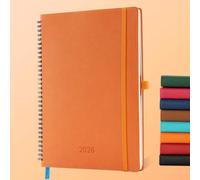 IN-LUXPRO Diary 2026 Planner: A4 Week to View (29x21.7 cm) 12 Months (Jan.-Dec.) Weekly & Monthly Planner with Month Tabs & Pocket, Expenses/Note Pages Spiral Softcover 100GSM Paper PU Leather Orange