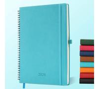 IN-LUXPRO Diary 2026 Planner: A4 Week to View (29x21.7 cm)12 Months(Jan.-Dec.) Weekly & Monthly Planner with Month Tabs& Pocket, Expenses/Note Pages Spiral Softcover 100GSM Paper PU Leather Light Blue