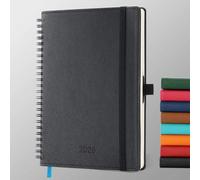 IN-LUXPRO Diary 2026 Planner: A5 Week to View (21.9x16.4 cm) 12 Months (Jan.-Dec.) Weekly & Monthly Planner with Month Tabs & Pocket, Expenses/Note Pages Spiral Softcover 100GSM Paper PU Leather Black