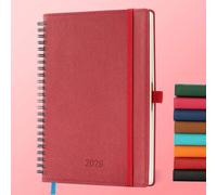 IN-LUXPRO Diary 2026 Planner: A5 Week to View (21.9x16.4 cm) 12 Months (Jan.-Dec.) Weekly & Monthly Planner with Month Tabs & Pocket, Expenses/Note Pages Spiral Softcover 100GSM Paper PU Leather Red