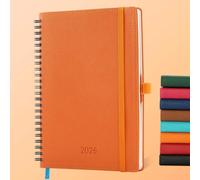 IN-LUXPRO Diary 2026 Planner: Spiral A5 Week to View (21.9x16.4 cm) 12 Months (Jan. - Dec.) Weekly & Monthly Planner with Month Tabs & Pocket Expenses/Note Pages 100GSM Paper PU Leather Orange