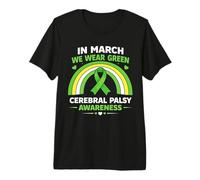 in March We Wear Green CP Awareness Boho Rainbow Premium T-Shirt