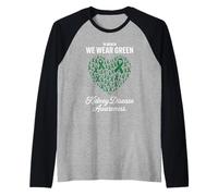 in March We Wear Green Kidney Awareness Ribbon Raglan Baseball Tee
