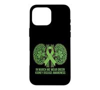 In March We Wear Green Kidney Disease Awareness Shamrock Case for iPhone 16 Pro Max