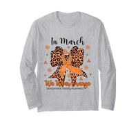 in March We Wear Orange Leopard Bow Developmental Disability Long Sleeve T-Shirt