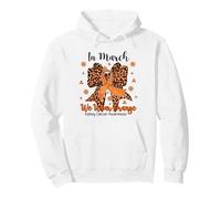 In March We Wear Orange Leopard Coquette Kidney Cancer Pullover Hoodie