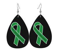 In May We Wear Green MentalAwareness Month Earrings for Women Girls Leather Lightweight Jewelry Teardrop Dangle Earrings