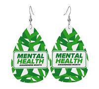 In May We Wear Green MentalAwareness Month Leather Teardrop Earrings Set Drop Earrings Soft and Lightweight Dangle for Women