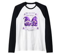 in May We Wear Purple Fibromyalgia Awareness Gnome Support Raglan Baseball Tee