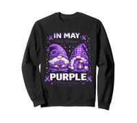 In May We Wear Purple Fibromyalgia Awareness Gnome Support Sweatshirt