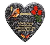In Memoriam Heart Shaped Tile Grave Plaque (20 x 20 cm Granite finish) (Brother, Heart 20 cm (Granite))