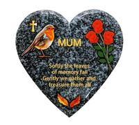 In Memoriam Heart Shaped Tile Grave Plaque (20 x 20 cm Granite finish) (Mum, Heart 20 cm (Granite))