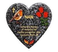 In Memoriam Heart Shaped Tile Grave Plaque (20 x 20 cm Granite finish) (Nan, Heart 20 cm (Granite))