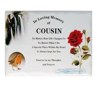 In Memoriam Rectangular Tile Grave Plaque (20 x 15 cm) (Cousin, 20 x 15 cm)