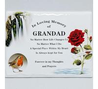In Memoriam Rectangular Tile Grave Plaque (20 x 15 cm) (Grandad, 20 x 15 cm)