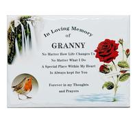 In Memoriam Rectangular Tile Grave Plaque (20 x 15 cm) (Granny, 20 x 15 cm)