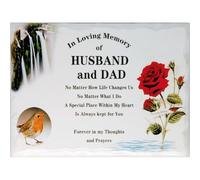 In Memoriam Rectangular Tile Grave Plaque (20 x 15 cm) (Husband and Dad, 20 x 15 cm)