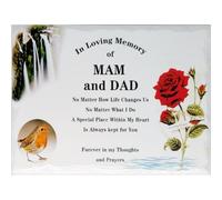 In Memoriam Rectangular Tile Grave Plaque (20 x 15 cm) (Mam and Dad, 20 x 15 cm)