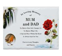 In Memoriam Rectangular Tile Grave Plaque (20 x 15 cm) (Mum and Dad, 20 x 15 cm)