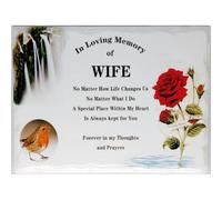 In Memoriam Rectangular Tile Grave Plaque (20 x 15 cm) (Wife, 20 x 15 cm)