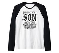 in Memory My Son Always Loved Never Forgotten Forever Missed Raglan Baseball Tee