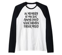 in Memory My Son Always Loved Never Forgotten Forever Missed Raglan Baseball Tee