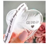 In Memory of GRANDAD Feather Heart Bauble Gift Boxed Amaya Rose Ltd Clear One Size