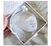 In Memory of Our Angel Feather Round Bauble Gift Boxed. Memorial Décor Amaya Rose Ltd Clear One Size