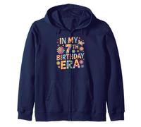 In My 7th Birthday Era Colorful Retro Fun Look Zip Hoodie