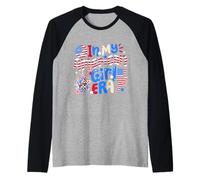 In My American Girl Era Retro Groovy 4th of July Women Girls Raglan Baseball Tee
