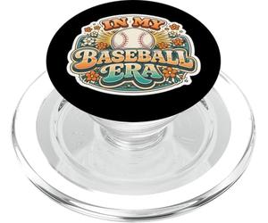 In My Baseball Era Retro Groovy Vintage Player Coach Floral PopSockets PopGrip for MagSafe