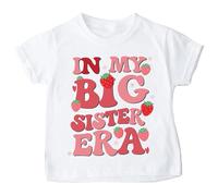 in My Big Sister Era Kids T-Shirt - Cute Strawberry Design for Girls - New Sibling Announcement Tee - Sizes 3 Months to 13 Years - DTG Printed with Kid-Safe Inks - Made in Yorkshire