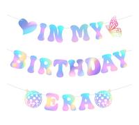 in My Birthday Era Banner, Iridescent Banner Birthday Decorations Hanging Birthday Era Garland Wall Decor Party Favors Girl Garland Backdrop