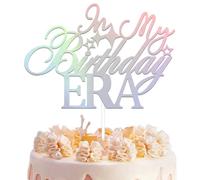 In My Birthday Era Cake Topper Cake Pick for Singer Girls Birthday Funny Girls Bachelorette Party Decoration Iridescent