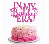 In My Birthday Era Cake Topper Glitter Birthday Cake Decorations Hot Pink Cake Pick for Singer Girls Birthday Party Supplies