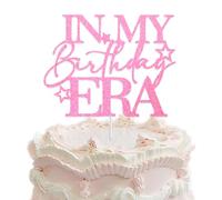 In My Birthday Era Cake Topper, Pink Glitter Happy Birthday Cake Pick Anniversary Celebration Party Decoration for Boys Girls Funny 16th 18th 21st 30th 40th 50th Birthday Party Decorations Supplies