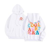 In My Cool Aunt Era Hoodies for Women Fashion Crew Neck Graphic with Hood Tops Cute Gothic Casual Long Sleeve Trendy Pullover Hoodies College Hooded Y2K Aesthetic Comfort White