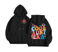 In My Cool Aunt Era Hoodies for Women Fashion Crew Neck Graphic with Hood Tops Cute Gothic Casual Long Sleeve Trendy Pullover Hoodies College Hooded Y2K Aesthetic Comfort Black