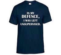 in My Defence I was Left Unsupervised Funny Men's T-Shirt Humorous Amusing Top Tee(Navy,4XL)