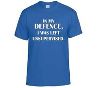 in My Defence I was Left Unsupervised Funny Men's T-Shirt Humorous Amusing Top Tee(Royal Blue,3XL)