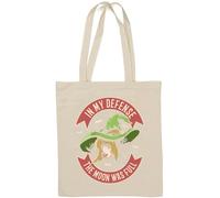 in My Defence The Moon was Full Cute Witch Art Natural Cotton Tote Bag White