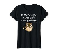 in My Defense I was Left Unsupervised - Funny Owl Value Graphic T-Shirt, Women, Black, XL