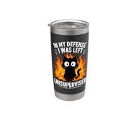 in My Defense I was Left Unsupervised Funny Sarcastic Kitten Stainless Steel Insulated Tumbler