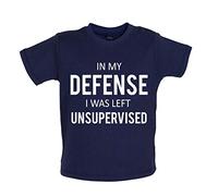 in My Defense I was Left Unsupervised - Organic Baby/Toddler T-Shirt - Nautical Navy - 12-18 Months