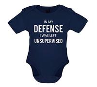 In My Defense I Was Left Unsupervised - Organic Babygrow/Body suit - Nautical Navy - 6-12 Months