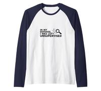 in My Defense I was Left Unsupervised Raglan Baseball Tee, Men, Navy/White, XXL