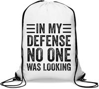In My Defense No One Was Looking Gym Sack Casual Drawstring Bag White