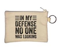 in My Defense No One was Looking Key Chain Coin Purse Beige