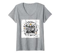 in My Defense Probably Shouldn't Be Alone V-Neck T-Shirt, Women, Heather Grey, S